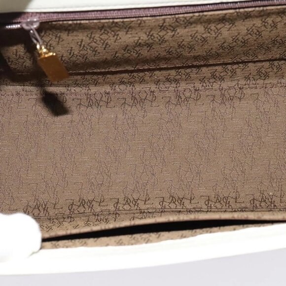 SAINT LAURENT Hand Bag Leather 2way White Gold Auth 137683 - Picture 13 of 16